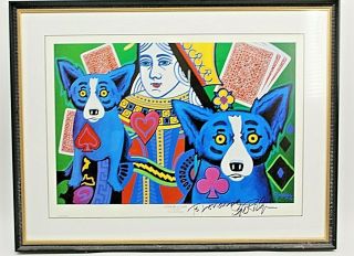 George Rodrigue " Luck Be A Lady " Blue Dog Signed Limited Edition Framed