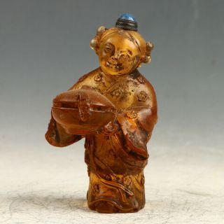 Chinese Exquisite Glaze Hand Carved Maid Snuff Bottle Aaa0156 - B