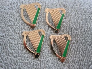 St Patricks Day " 4 Piece Set " 1 Inch " Irish Harps " Lapel/hat Pins 4pc Set