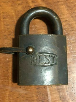 Vintage Best Padlock Brass Lock,  Stamped G O A 290,  No Key.