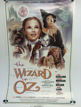 Wizard Of Oz - Movie Poster Signed By 9 Munchkins All Deceased Jerry Maren