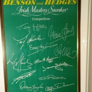 1987 Benson And Hedges Irish Masters Snooker Poster With Autographs /memorabilia