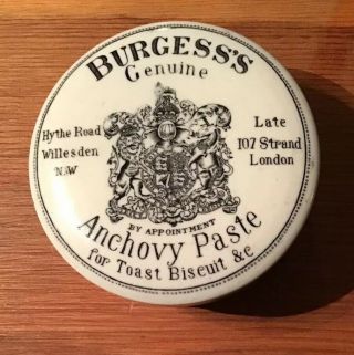 Antique Burgess’s Ceramic Anchovy Paste Crock -