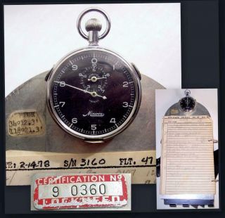 Vintage Minerva Timer Stop Watch W/lockheed Test Pilots Knee Board