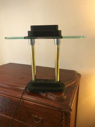 Sonneman George Kovacs Bankers Desk Lamp.  Brass And Glass With Dimmer