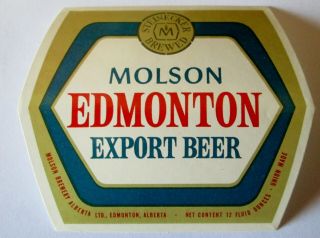 Old Canada Beer Label Edmonton Export Beer Molson Alberta Breweries