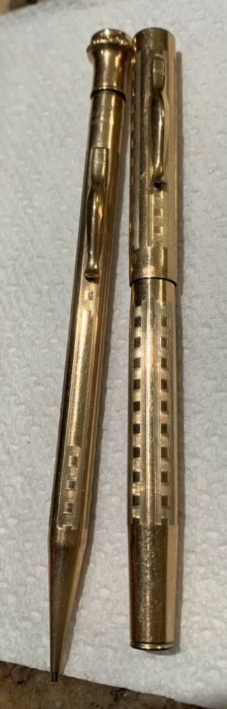 Vintage Fountain Pen & Mechanical Pencil Set - Superite - Gold Filled
