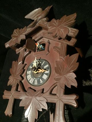 Vintage German Euramca Hand Carved Cuckoo Clock Made In Germany
