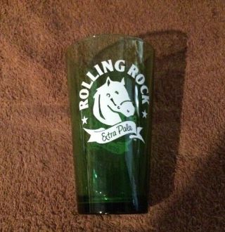 Rolling Rock Extra Pale Green Large Pint Beer Glass 5 7/8 " Tall