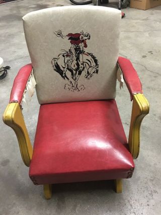 Vintage Childs Western Cowboy Horse Rocking Chair Red And White - Roy Roger