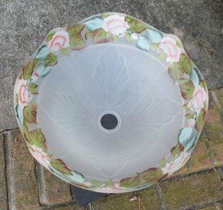 Vintage Reverse Painted Roses Art Deco Handel Pairpoint Style Glass Lamp Shade 3