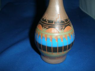 Native American Indian Navajo hand crafted Bud Vase.  Signed by the artist Bert 2