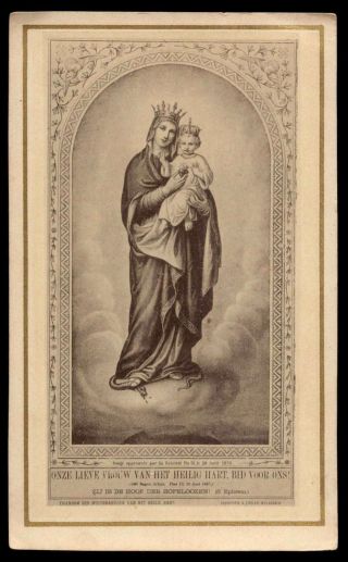 Our Lady Of The Sacred Heart Antique 1884 Holy Card