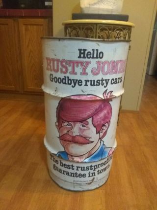 Vintage Rusty Jones The Best Rustproofing In Town Empty Drum Look