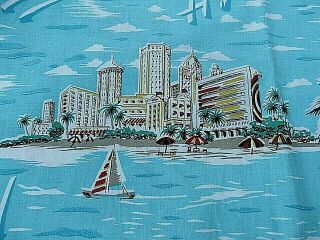1 1/2 Yards Vintage Hawaiian Souvenir Tourist Fabric Cotton Quilt Fabric