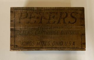 Vintage Antique Peters Ammunition Cartridge Co.  Wood Box Kings Mills Ohio 12ga