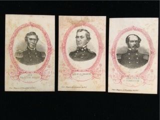 3 Magnus Cdv Cards Civil War Confederate Generals Bragg,  Branch,  Johnston