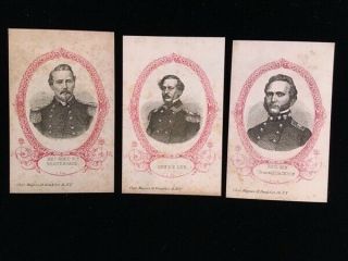 3 Magnus Cdv Cards Civil War Confederate Generals