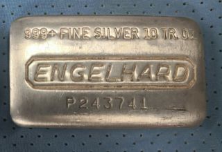 Engelhard 999,  Fine Silver 10 Troy Oz Bar Collectible Vintage Rare Ingot