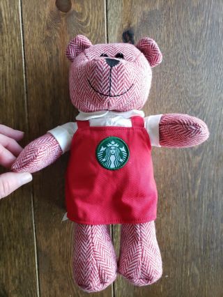 Starbucks Bearista Bear W/ Red Apron 2016 Limited Edition Plush Stuffed Euc