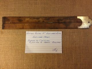 Antique Bolton 24 " Engineers Graph Brass And Wood Ruler