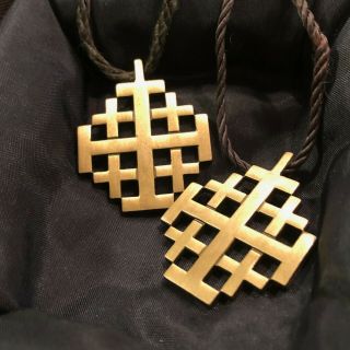 Signed Tsg Jerusalem Crusader Cross Necklace Pendant (quantity Of 2)