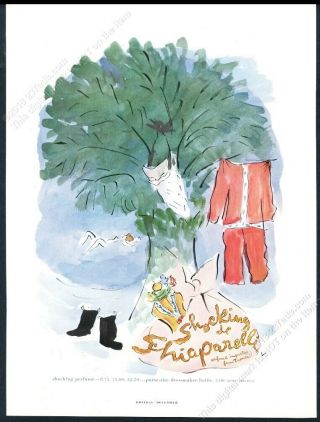 1950 Shocking De Schiaparelli Perfume Vertes Woman Santa Art Vintage Print Ad