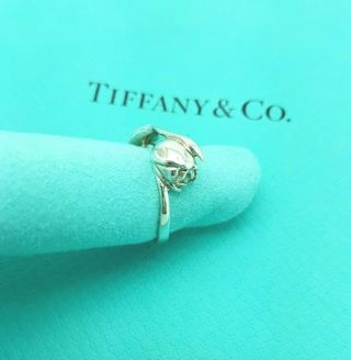Tiffany & Co Vintage Silver Tulip Flower Ring Size M 1/2 Uk Or 6.  5 Us Rare