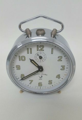 Vintage Old Wind Up Table Alarm Clock Favre Leuba Made In India Radium Numbers