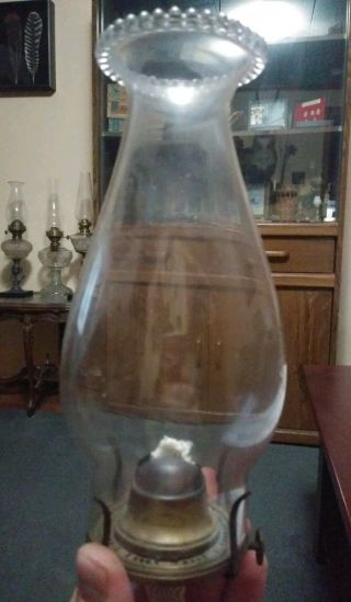 Vintage 19th C.  1 M.  B.  Co.  Oil Kerosene Lamp Burner & Empire Chimney Look