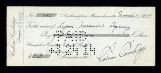 1914 President Calvin Coolidge Signed Autographed Check