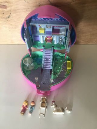Vintage 1992 Bluebird Polly Pocket Pink Heart Starlight Castle With Figures 3