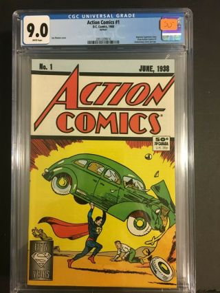 Action Comics 1 Cgc 9.  0 1988 Superman 1938 Reprint Pin - Ups Dc Comic Cbcs