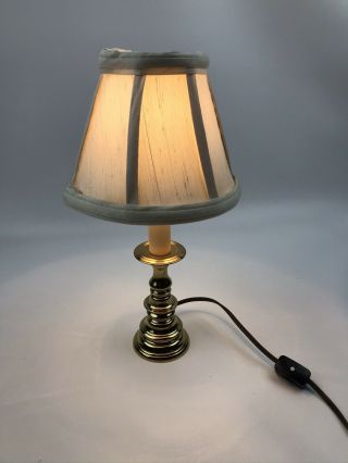 Vintage Virginia Metalcrafters Brass Candlestick Lamp With Shade