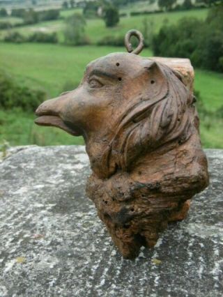 19thc Gothic Oak Carved Head Of A Mythical Creature C.  1860