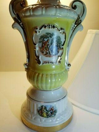 Vintage Yellow Victorian George And Martha Table Lamp - Rare Shape