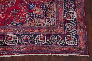 Vintage Traditional Floral Rich Red Kashmar Sign Area Rug Hand - Knotted Wool 8x11