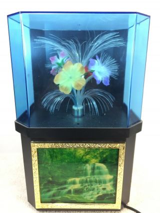 Vintage Fiber Optic Light Lamp Color Changing Flowers W/waterfall Lamp Base Work
