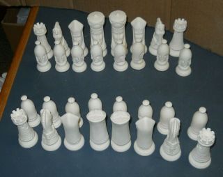 Vintage Duncan Molds Greenware Unfinished Ceramic Medieval Chess Set No Board
