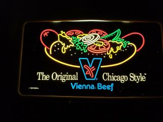 Vienna Beef Chicago Hot Dog Light Sign Home Decor Bar Pub Gift 24 " X13 " Rare