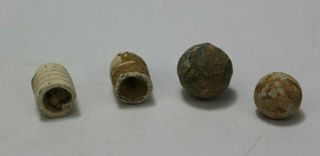 Antique Set of 4 American Civil War Musket Balls & 3 - Ring Bullets Lynchburg,  VA 2