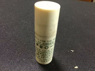 Vintage Pro - Tex Prophylactics Plastic Tube W/ 3 Transparent Condoms Chicago Usa