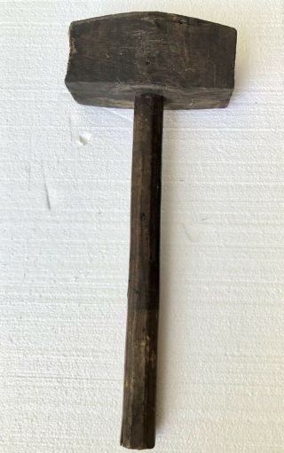Antique Large Wood Mallet Wooden Woodworking Hammer Primitive Carpenter Tool