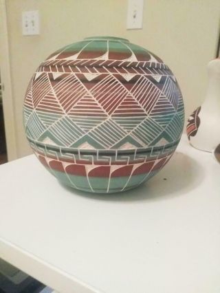 Gorgeous Acoma/navajo Large Colored Native American Vase