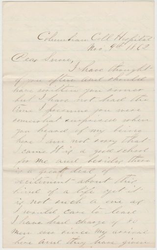 1862 Civil War Letter From Medical Cadet Albert Van Derveer - Later Surg 66th Ny