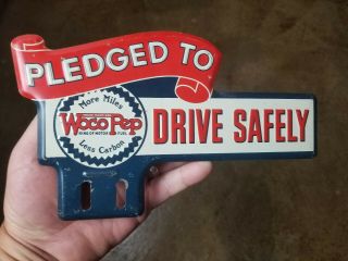 Vintage Woco Pep License Plate Topper Sign