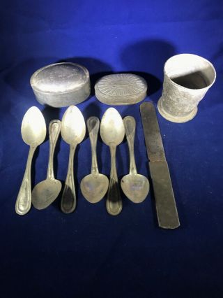 Civil War Era Assorted Officer’s Items Of Pewter,  Tin And Steel