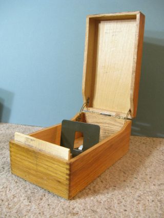 Vintage Solid Wood Dovetail Index Card File/recipe Box/ 3x5