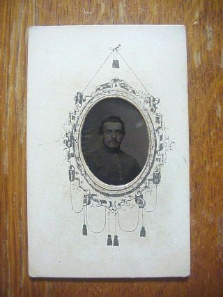 Civil War Soldier Antique Tintype Photo By N.  S.  Bennett Alexandria Va.  Cdv Card