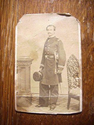 Civil War Officer With Sword Antique Cdv Photo